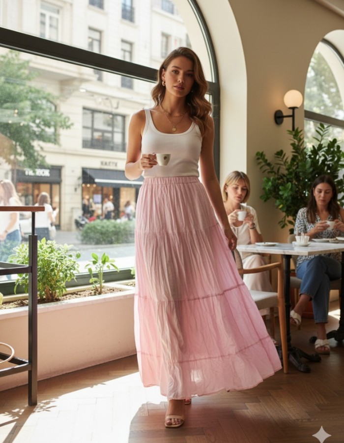 Kat Kat Uçuş Uçuş Maxi Etek – Pembe